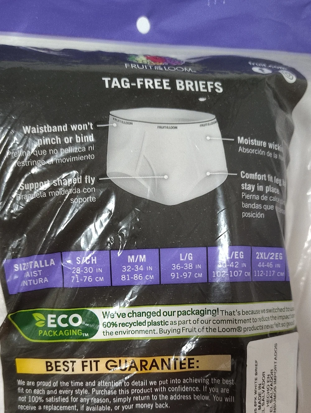 Fruit of the Loom Men’s  Full Cut White Briefs - 6 Pack - Size XL